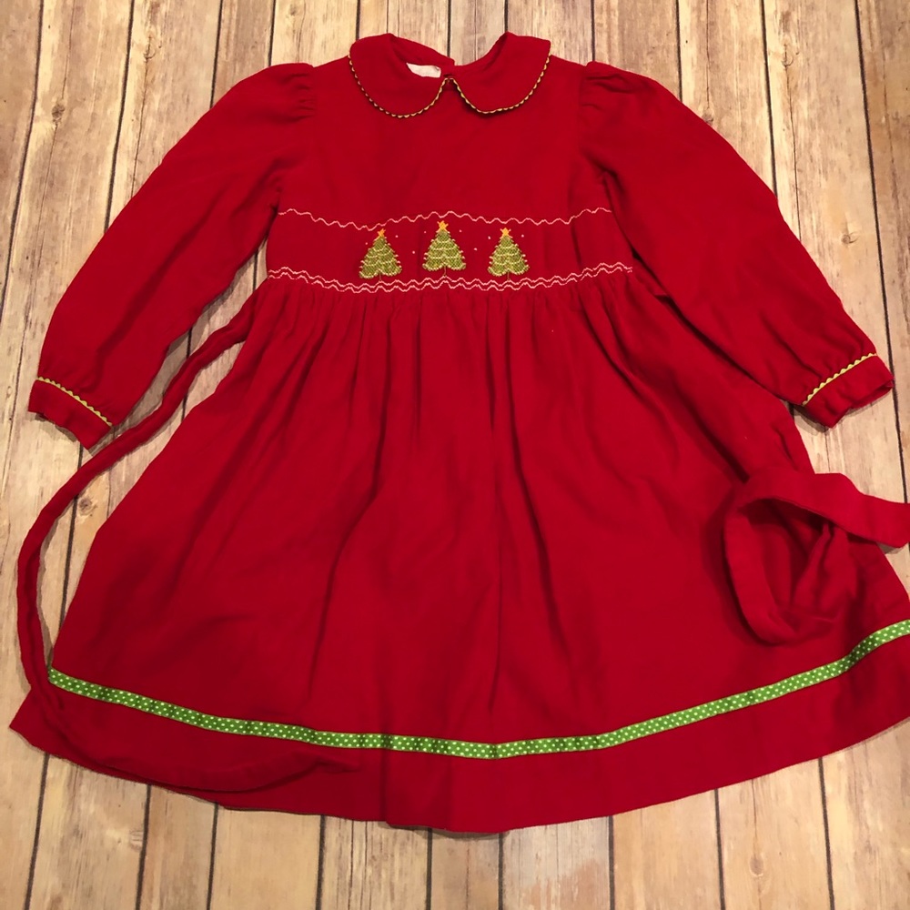 Viva la fete Christmas smocked cord dress